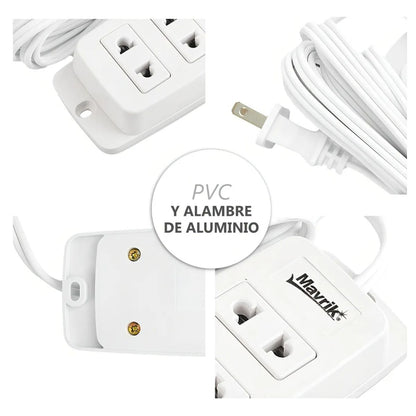 Multicontacto Cable Extensión Eléctrica 2 En 1 Doméstico