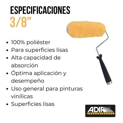 Rodillo Pintar Adir 9" Superficies Lisa
