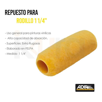 Repuesto Rodillo Adir Pintar Superficies Extra Rugosas 9" 1 1/4