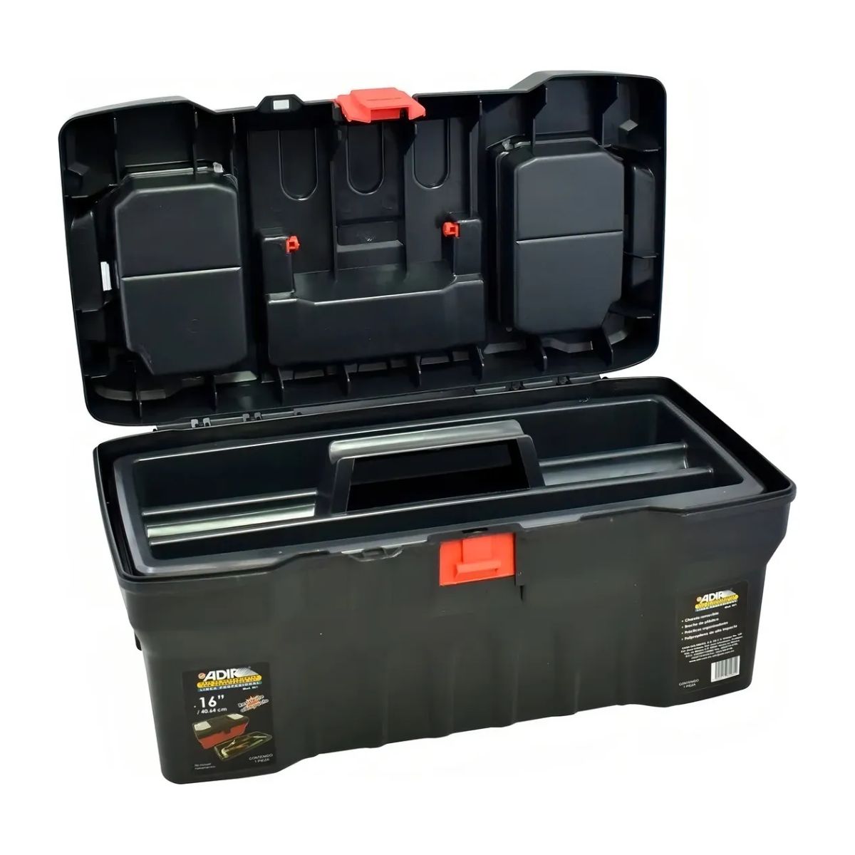 Caja Para Herramientas Con Compartimentos 16'' Adir 981 Color Negro