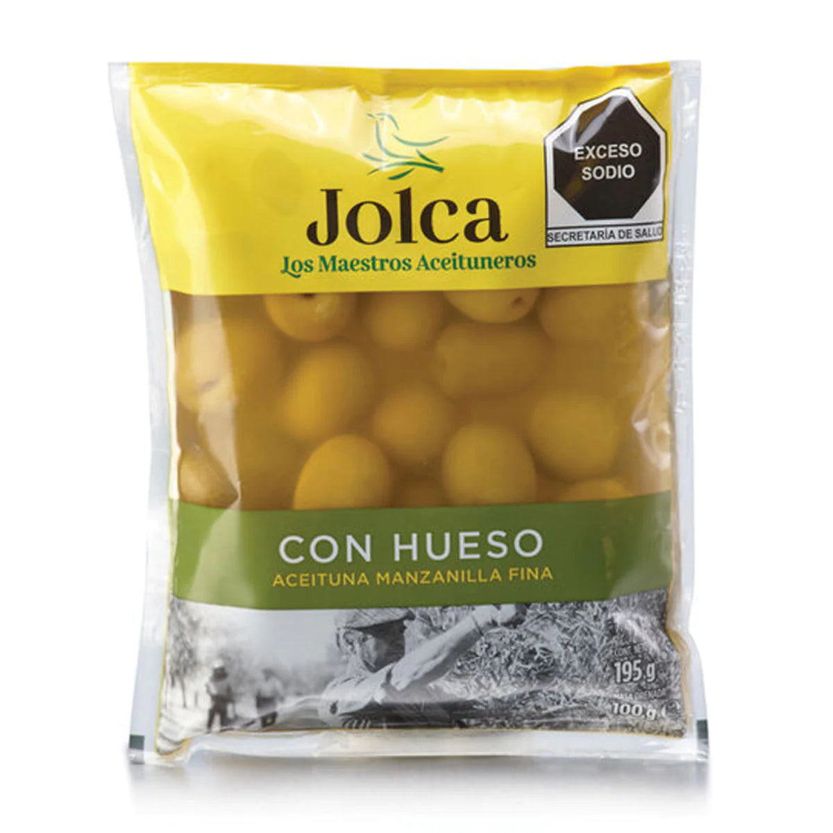 Aceituna Jolca Manzanilla Con Hueso Verde Bolsa 195g