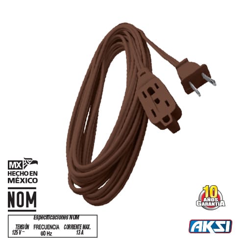 Extension AKSI 10 metros Calibre 16 color Café