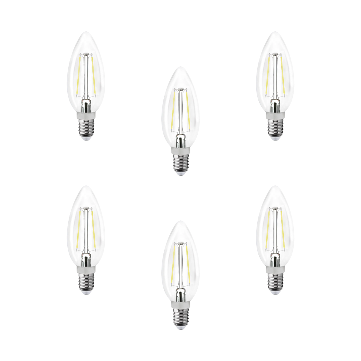 6 piezas Foco LED Aksi 2W Vela Filamentos Luz Cálida Base E12