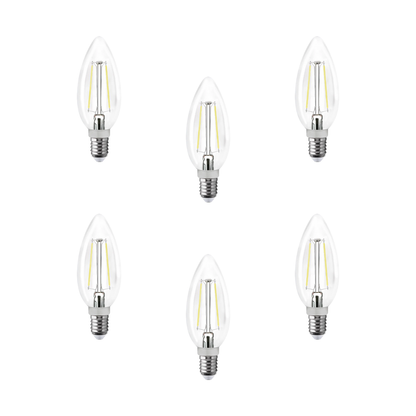 6 piezas Foco LED Aksi 2W Vela Filamentos Luz Cálida Base E12