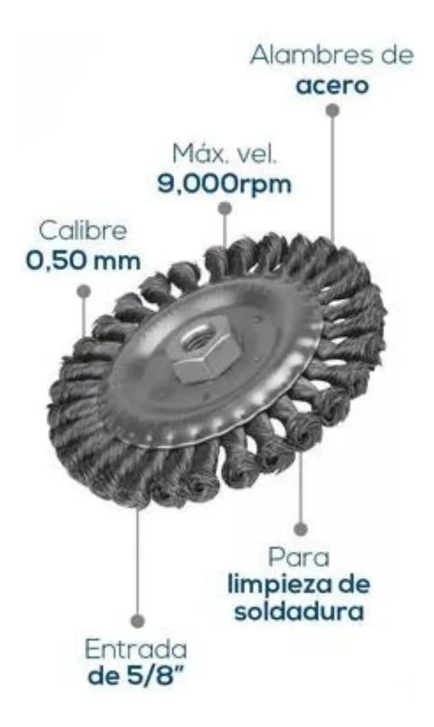 Carda Esmeriladora AKSI 6" x 3/4" Trenzado Grueso
