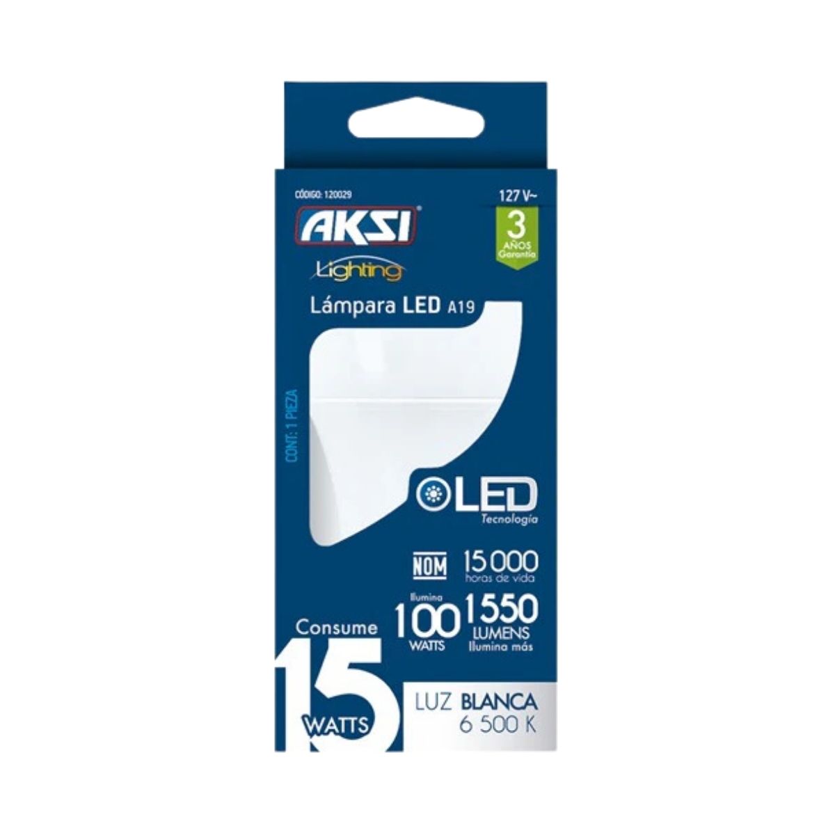 Foco LED A19 Aksi 15W Luz Blanca 127V Base E27
