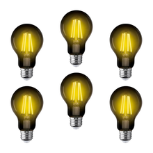 6 piezas Foco LED Aksi 4W A19 Filamentos Traslúcida Color Amarillo E27