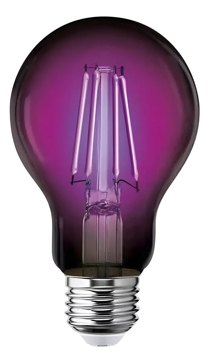 Foco LED Aksi 4W A19 Filamentos Base E27 Bombilla Traslúcida Lila