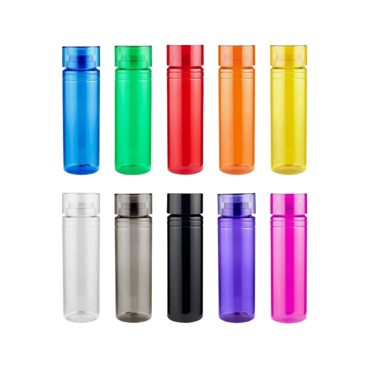10 Cilindros Plástico Agua 850 ml Colores Anfora Botella Agua Promoopcion