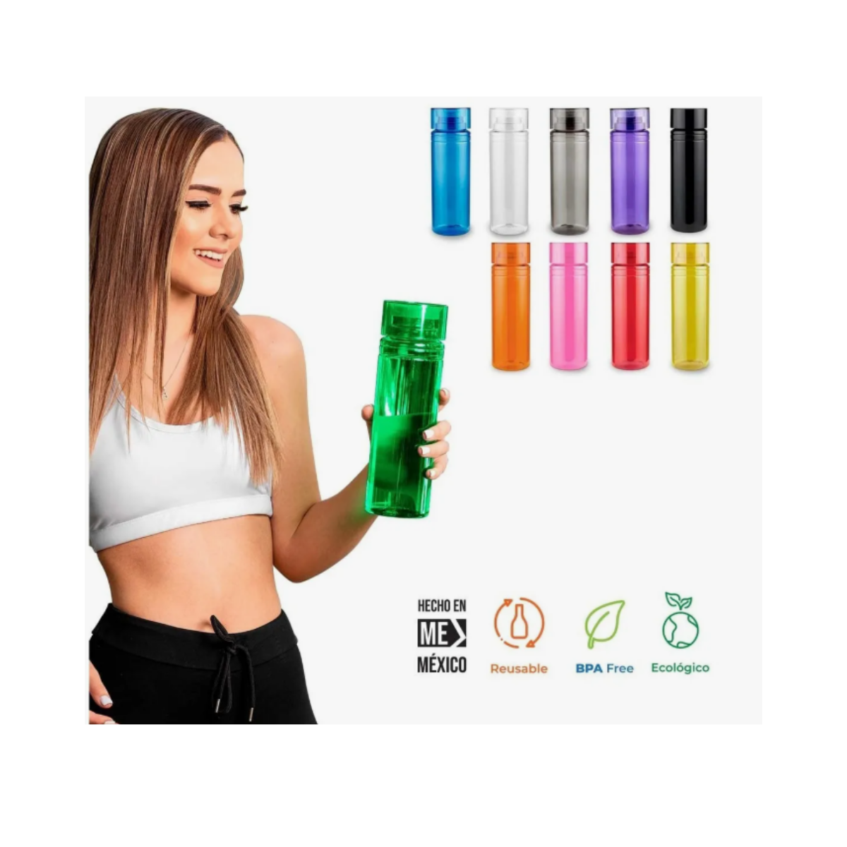 25 Cilindros Plástico Agua 850ml Colores Anfora Botella Agua