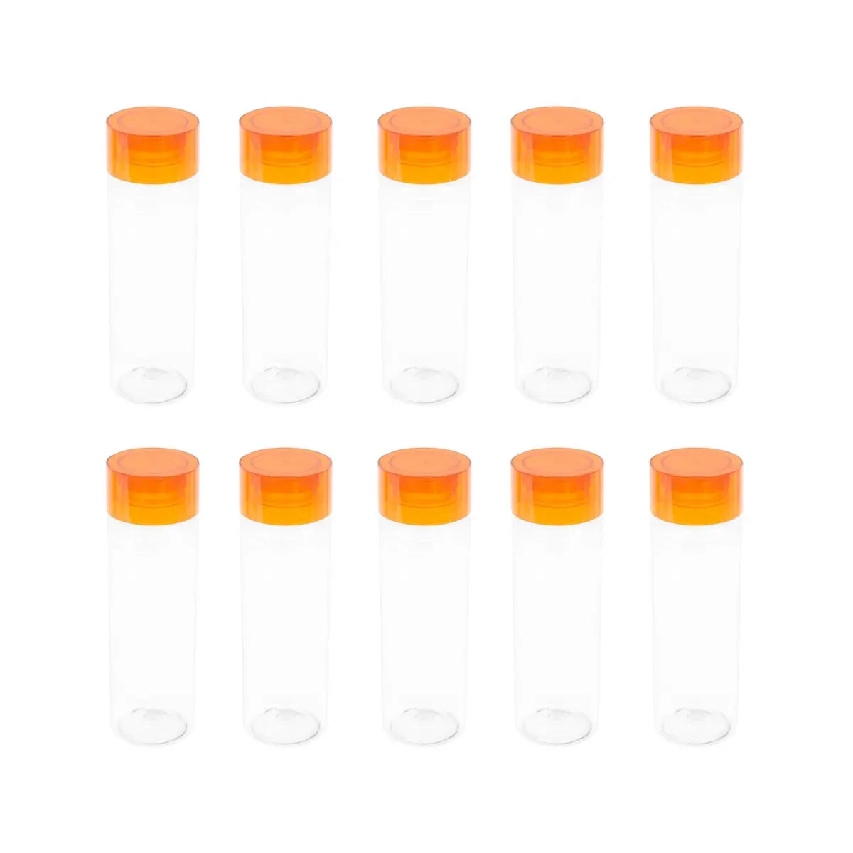10PZS CILINDRO SPRING TRANSPARENTE TAPA COLOR NARANJA PROMOOPCION - Promoopcion