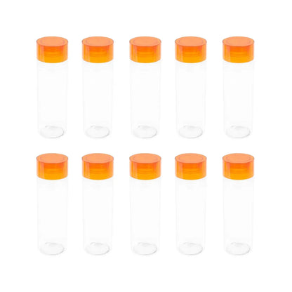 10PZS CILINDRO SPRING TRANSPARENTE TAPA COLOR NARANJA PROMOOPCION - Promoopcion