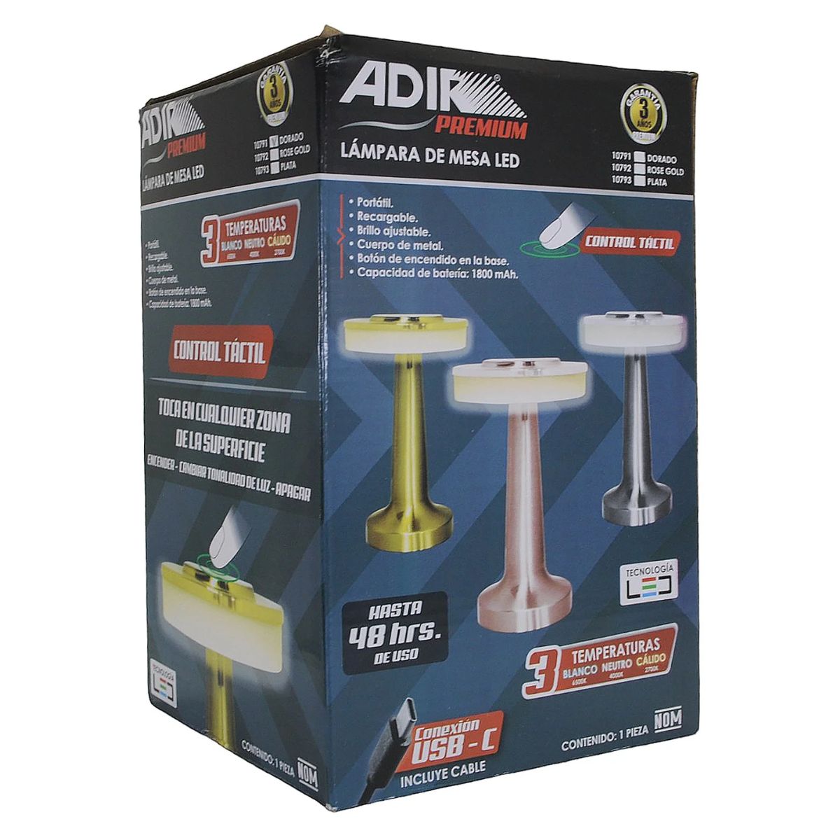 Lampara De Mesa LED 3 Temperaturas Color Dorado Adir