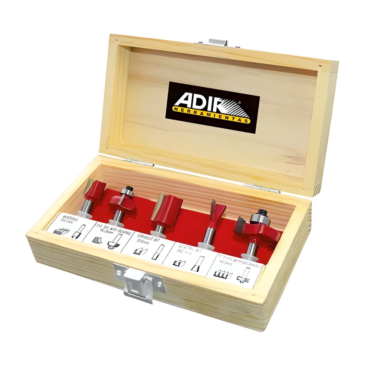 Juego 5 Brocas Para Router Profesional Con Estuche Adir