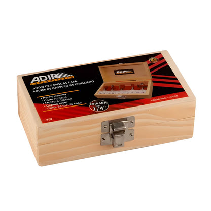 Juego 5 Brocas Para Router Profesional Con Estuche Adir