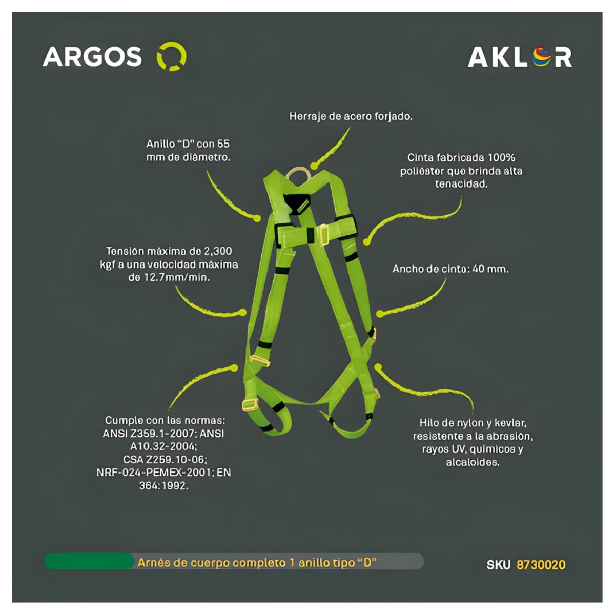 Argos Arnes De Cuerpo Completo 1 Anillo “D”