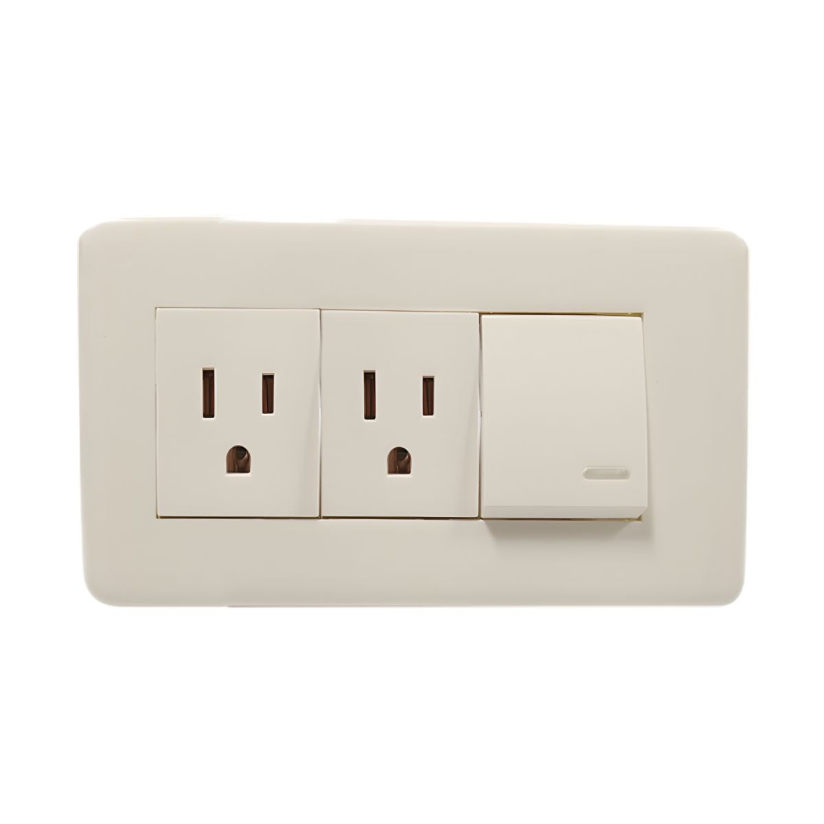 Apagador Y Contacto Doble 24 Mm Placa Marfil Línea Niza Argos