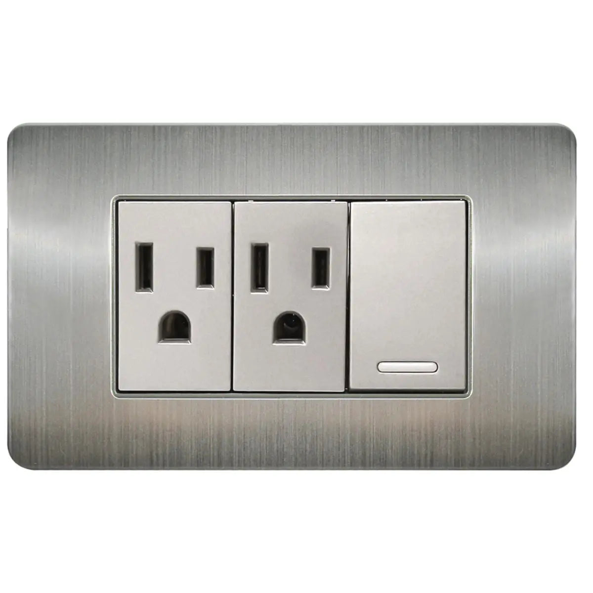 Apagador Contacto Doble Argos Placa Acero Inoxidable Versalles Plateado - Argos