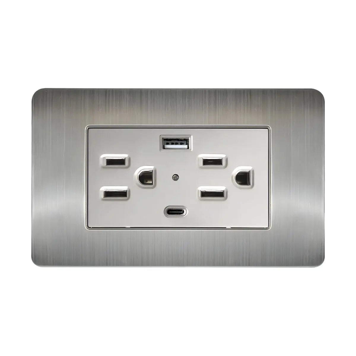 Argos Contacto Doble Aterrizado Entradas USB Tipo A C Placa Acero Inoxidable 72 mm - Argos - empaque