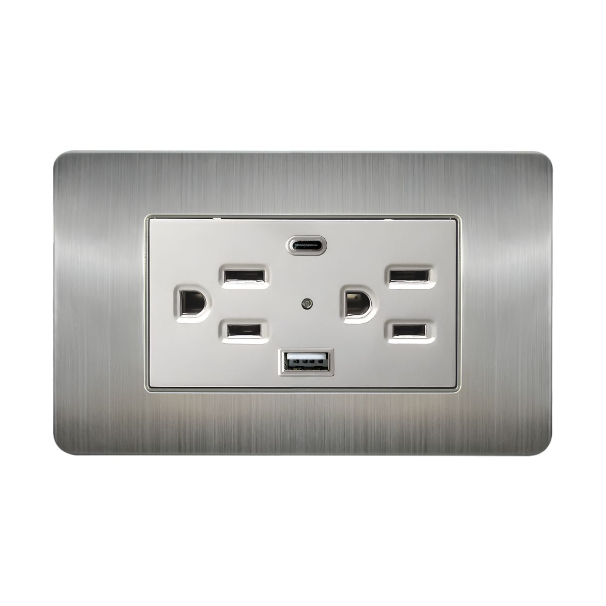 Argos Contacto Doble Aterrizado Entradas USB Tipo A C Placa Acero Inoxidable 72 mm