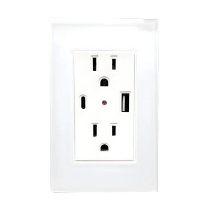 Argos Contacto Doble Aterrizado Entradas USB Tipo A C Placa Acrílico Blanca 72 mm - Argos - detalle