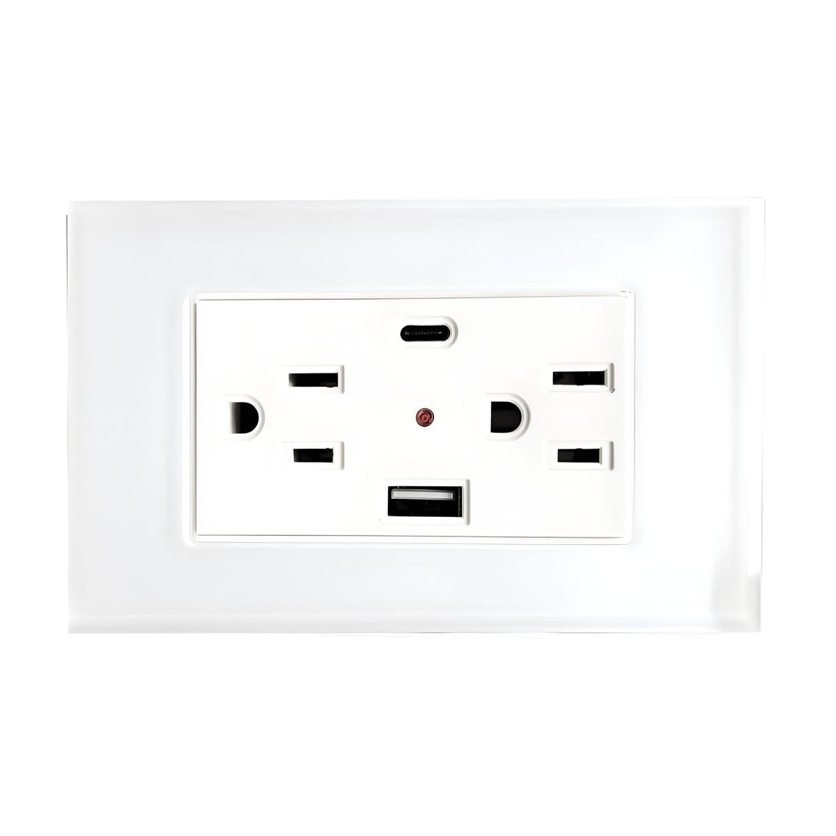 Argos Contacto Doble Aterrizado Entradas USB Tipo A C Placa Acrílico Blanca 72 mm