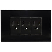 Contacto Triple Aterrizado Argos Cannes Placa Acrilico Negro 72 mm - Argos