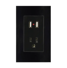 Contacto Argos con Dos Entradas USB y Placa de Acrílico Negro Cargador Integrado Pared - Argos