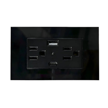 Argos Contacto Doble Aterrizado Entradas USB Tipo A C Placa Acrílico Negra 72 mm - Argos - detalle