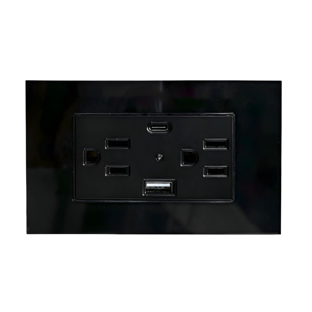 Argos Contacto Doble Aterrizado Entradas USB Tipo A C Placa Acrílico Negra 72 mm