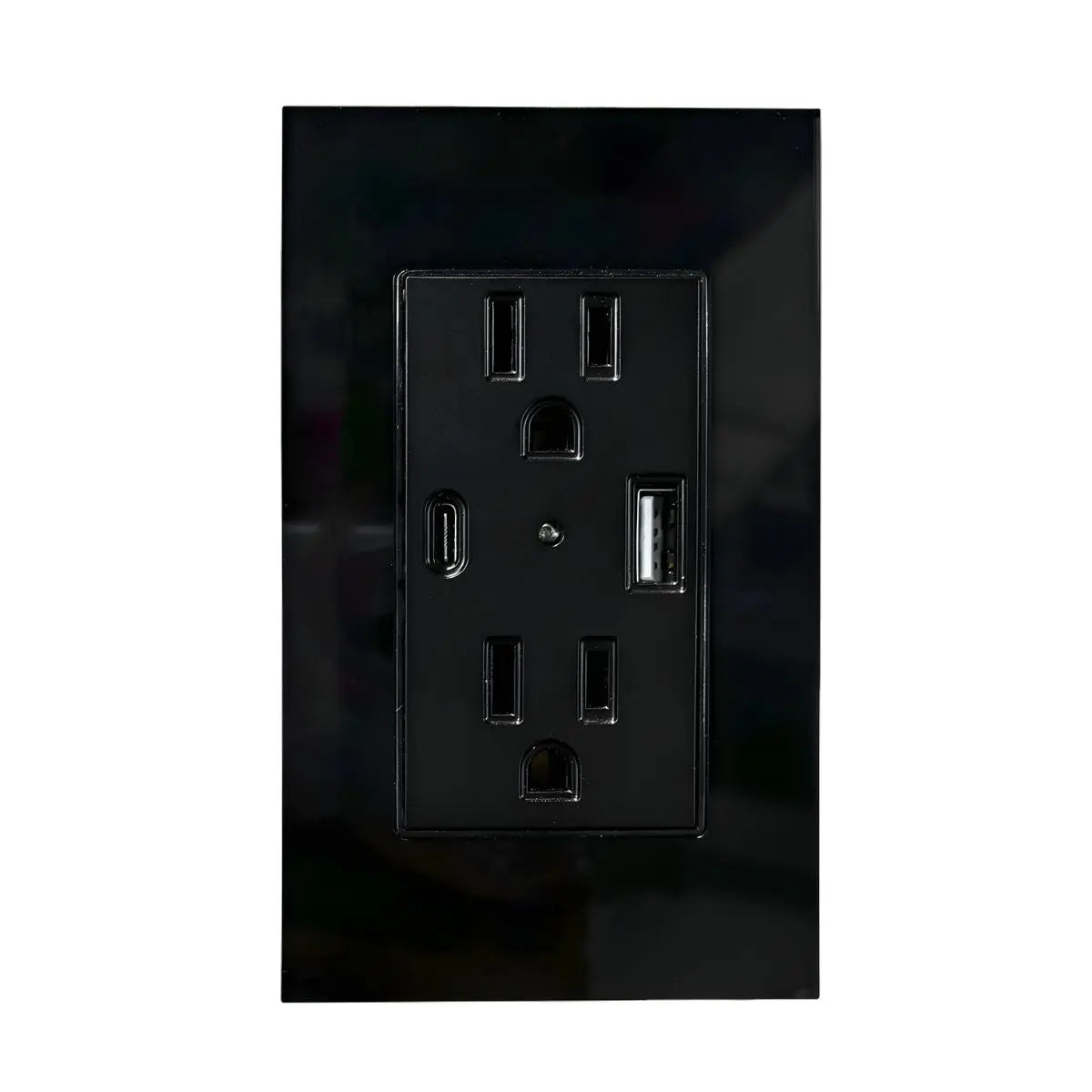 Argos Contacto Doble Aterrizado Entradas USB Tipo A C Placa Acrílico Negra 72 mm - Argos - empaque