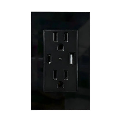 Argos Contacto Doble Aterrizado Entradas USB Tipo A C Placa Acrílico Negra 72 mm - Argos - empaque