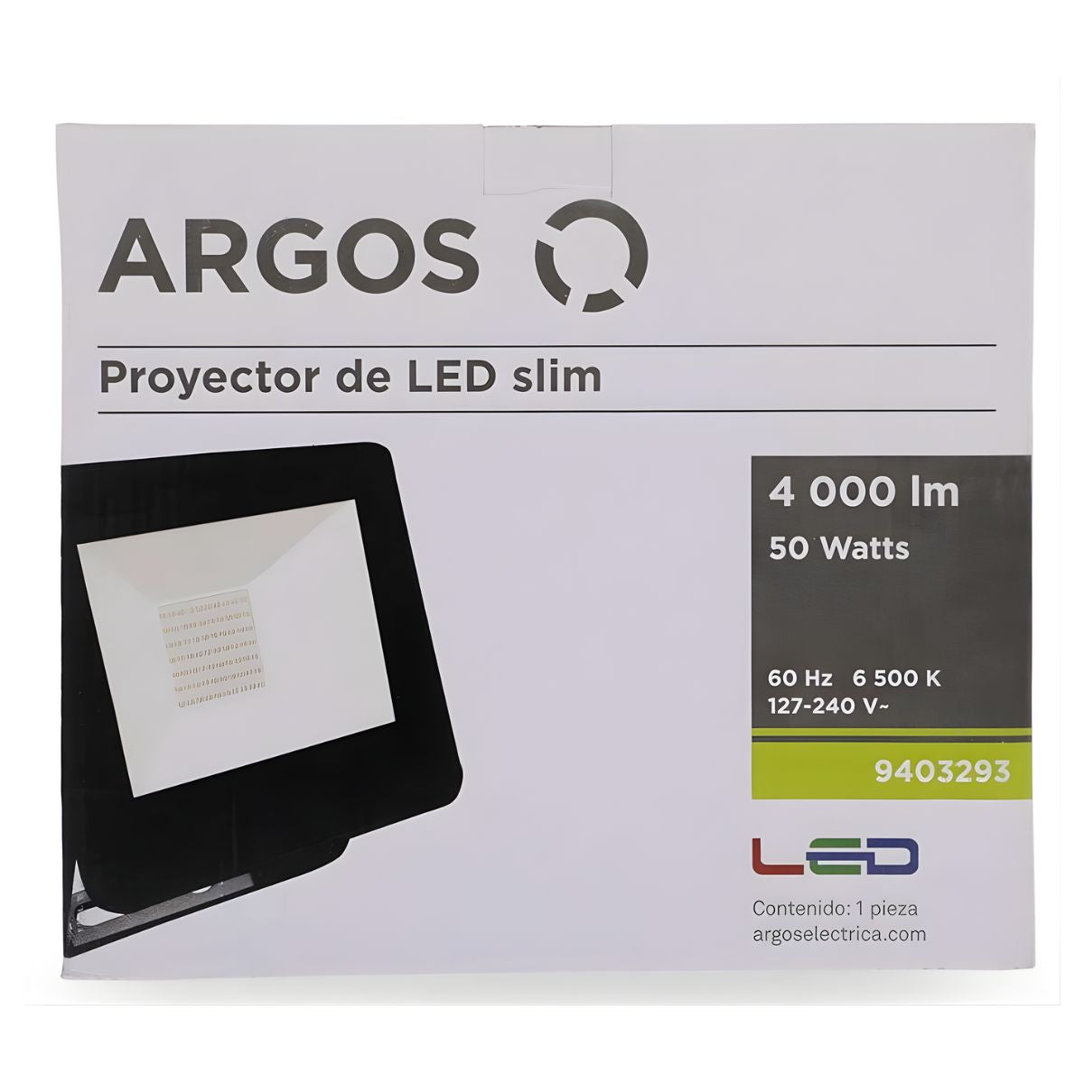 Argos Proyector LED Slim 50 W 127 V~ 60 Hz 6,500 K 4,000 lm