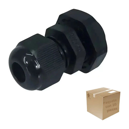 Pack 20 Conectores Glandula Nylon Argos 1/2 Pulgada Negro - Argos - vista lateral