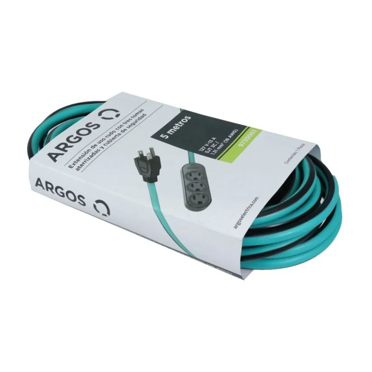 Extensión Argos 5m Uso Rudo Sjt 3x16 Uso Interior 127v