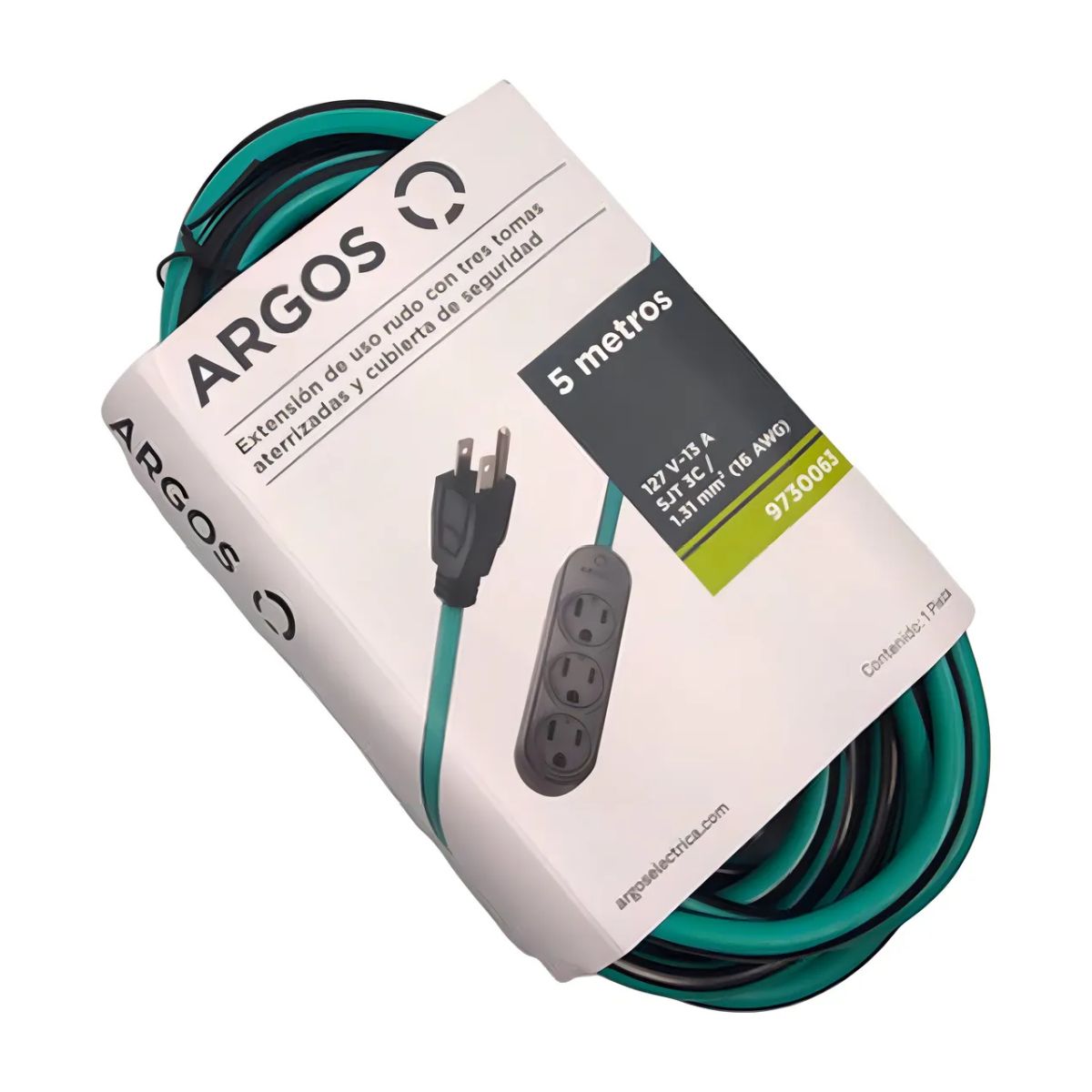 Extensión Argos 5m Uso Rudo Sjt 3x16 Uso Interior 127v