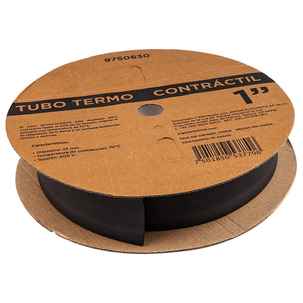 Tubo Termocontráctil Argos 1/4 Pulgada Color Negro Protección y Aislamiento para Cables - Argos