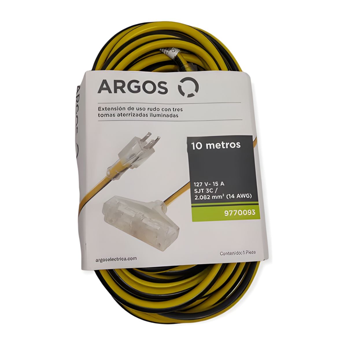 Extension Uso Rudo Iluminada 3x14 10 Metros Amarillo/Negro Argos