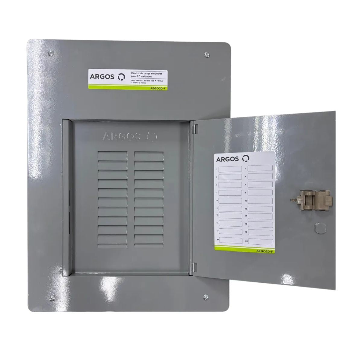 Centro De Carga 20 Espacios Bifasico Qo120l125g Argos Color Gris