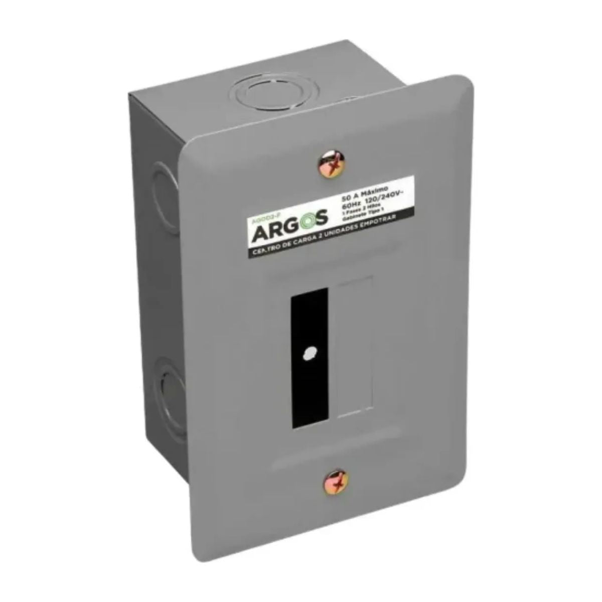 Centro Carga 2 Unidades Empotrar Argos 2 Fases 3 Hilos 50 A Gris