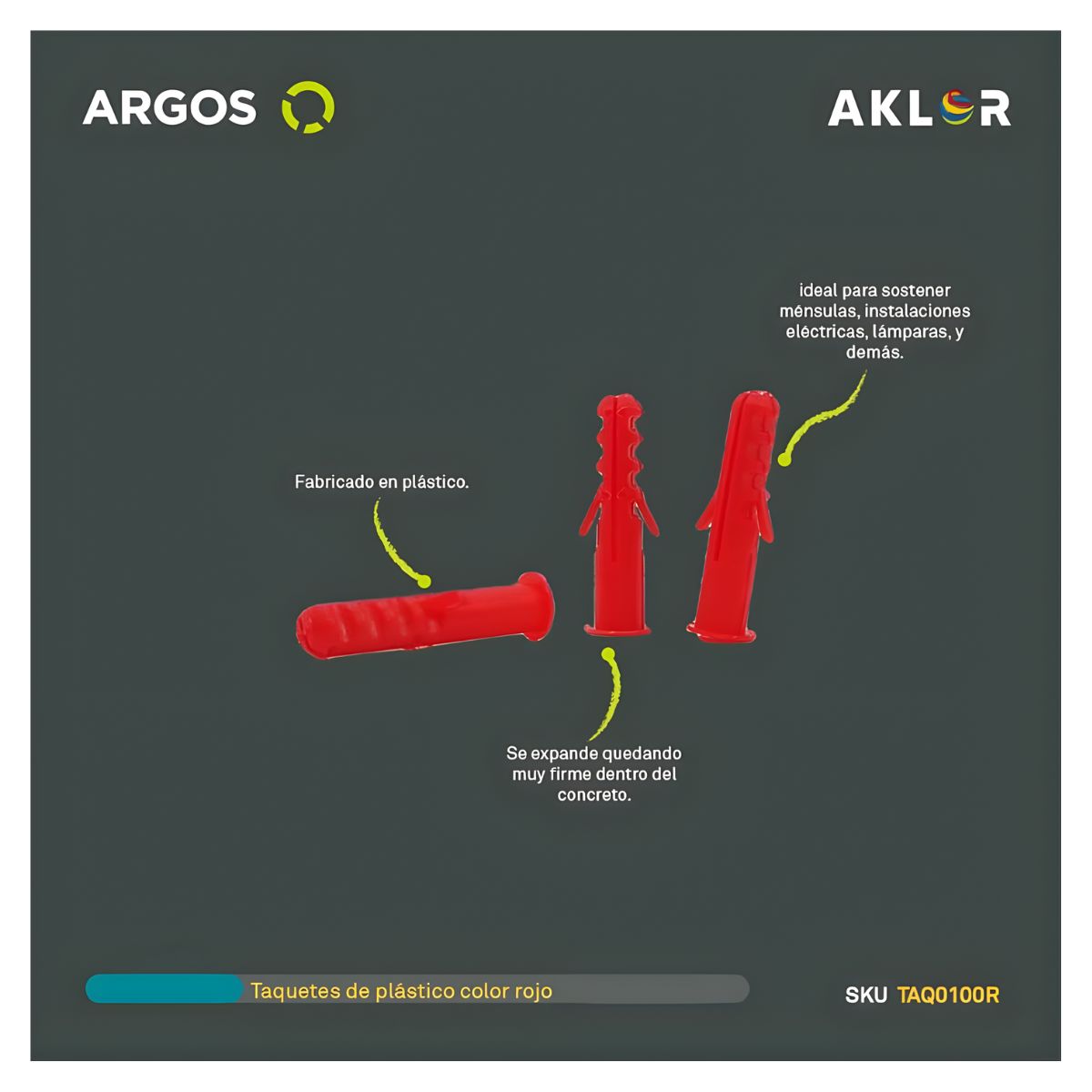 Taquete/tarugo Plástico 1/4 (6 Mm) Rojo Argos Rojo