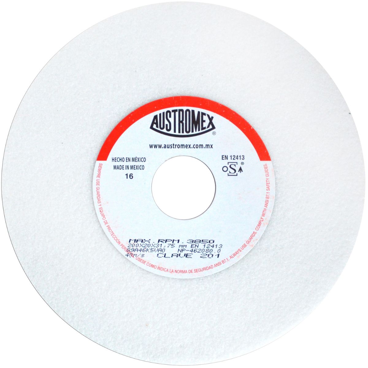 Rueda Abrasiva Rectificar Superficie Plana Cilindrica Austromex 200 x 20 x 31.75 mm