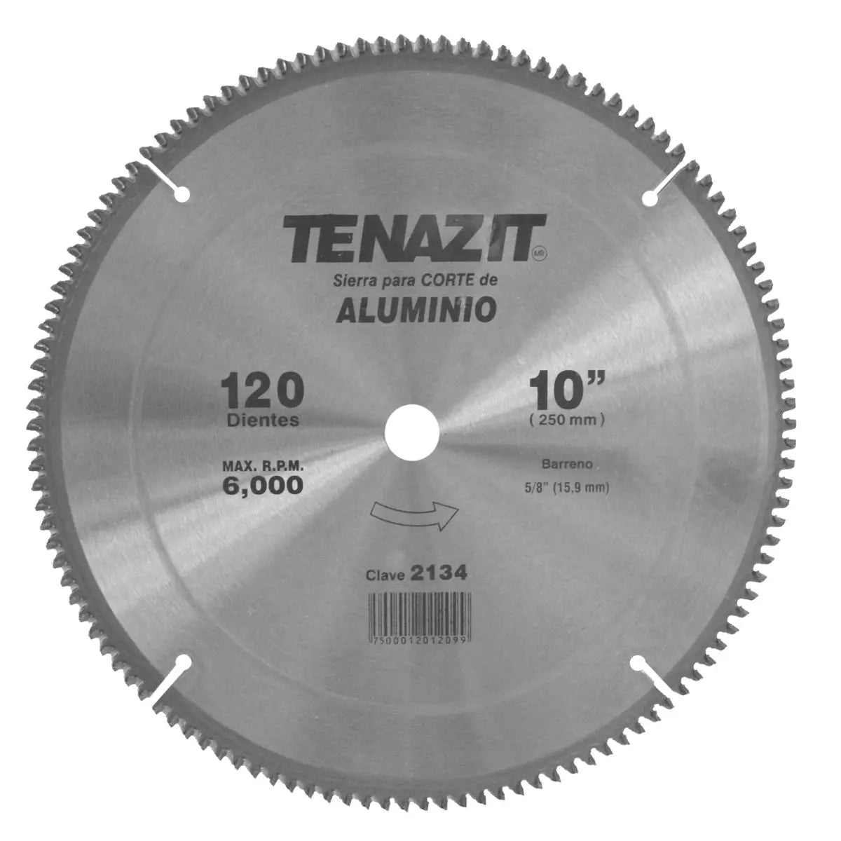 Disco Corte Tenazit Aluminio 10 X 5/8 PLG 120 Dientes Tenazit