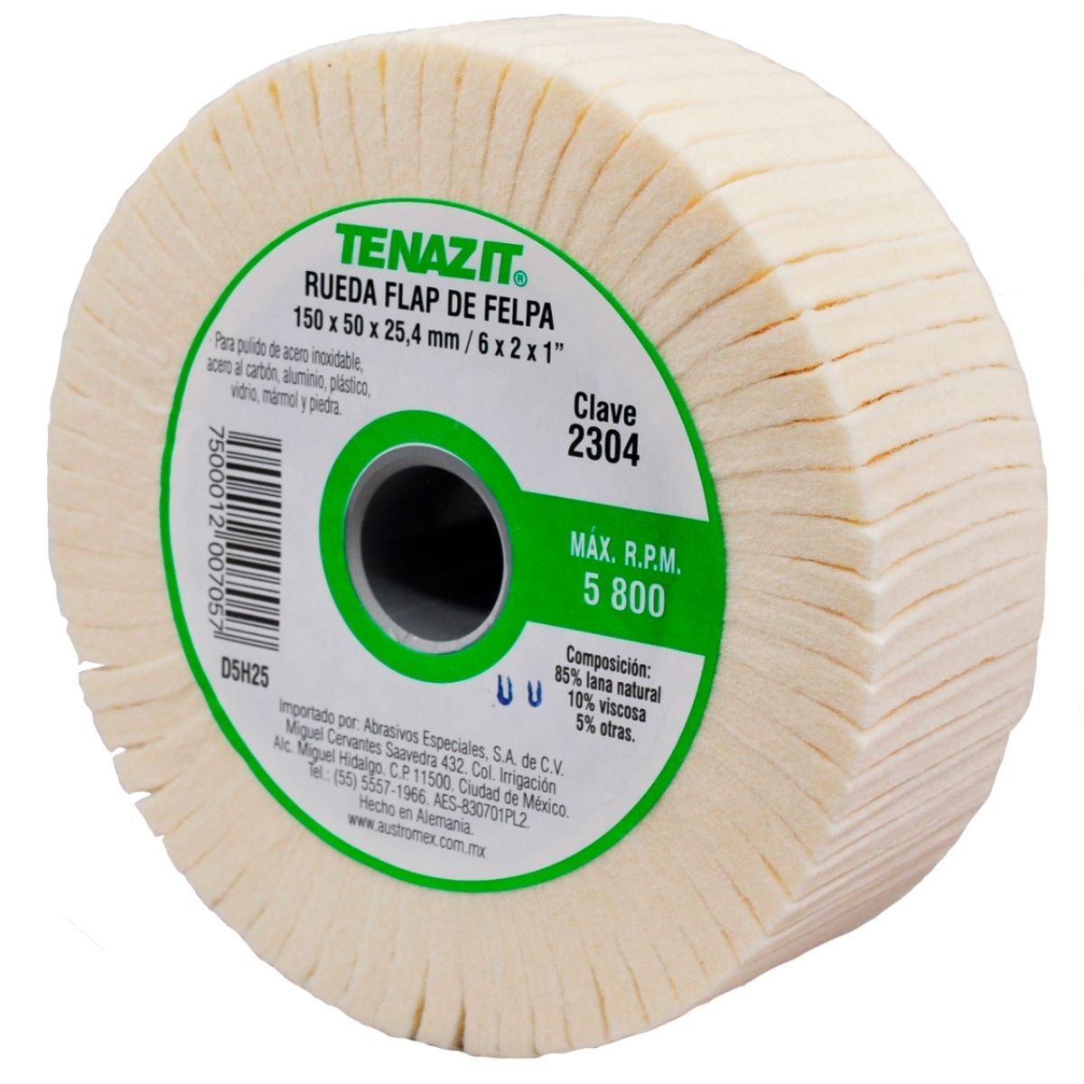 Rueda Disco Flap Tenazit Felpa Pulido 150 X 50 X 25.4mm 2304