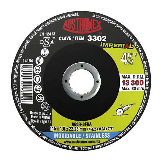 Disco Corte Acero Inoxidable 115x1x22.23mm Austromex 3302 Negro