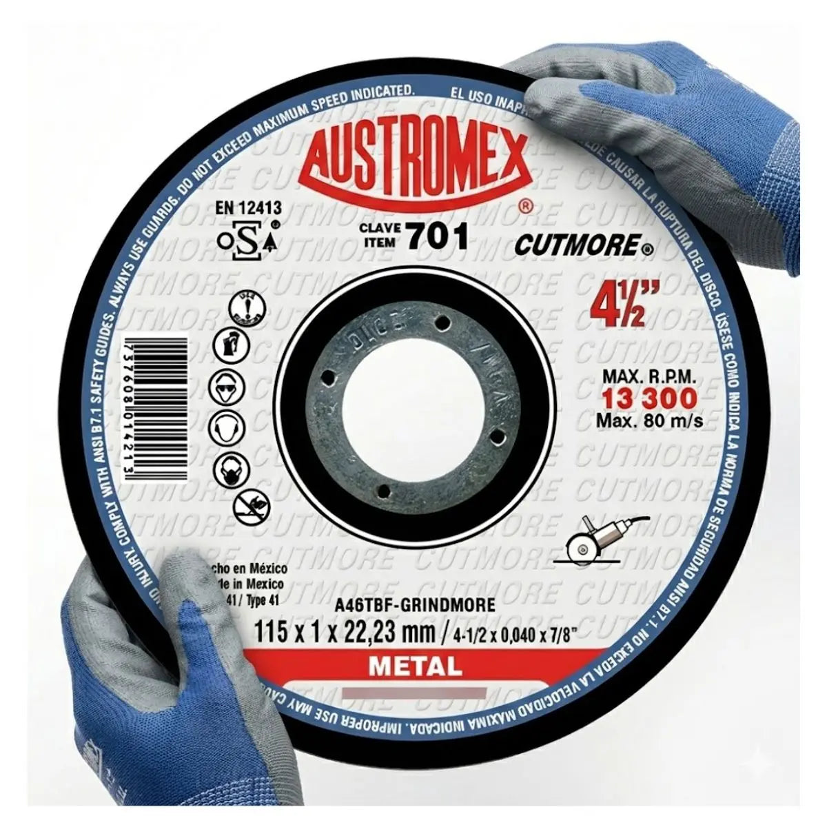 25 piezas Disco abrasivo tipo 41 grano 46 de 115 x 1 x 22.23 mm Austromex - Austrodiam