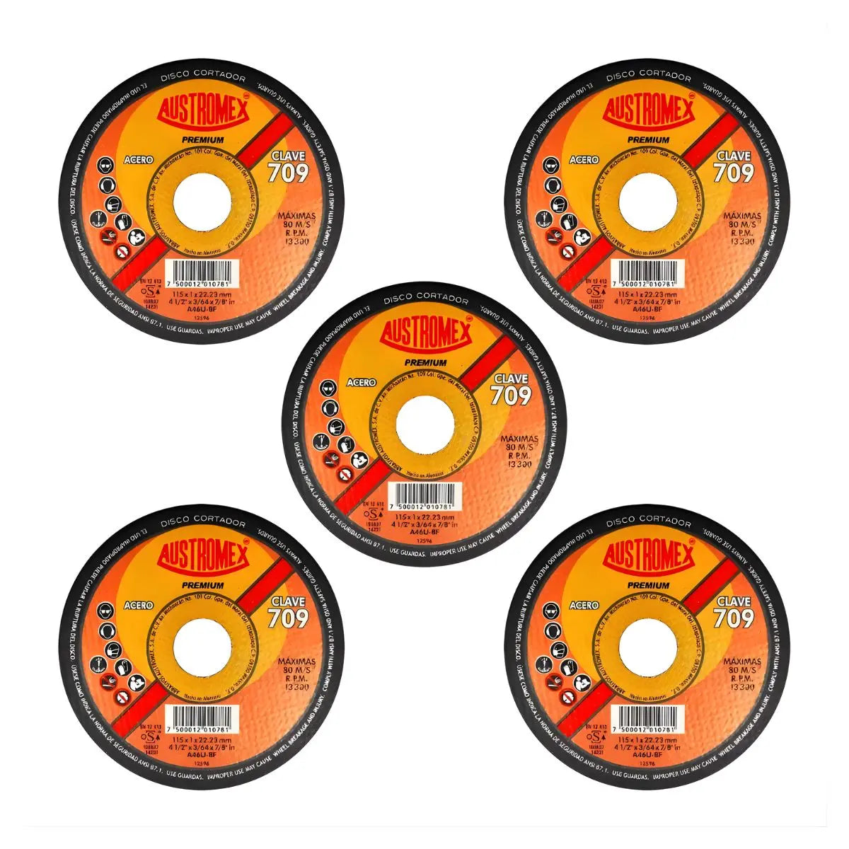 Disco Abrasivo Corte 709 Austromex 4-1/2'' Grano 46 Metal - Austrodiam - empaque