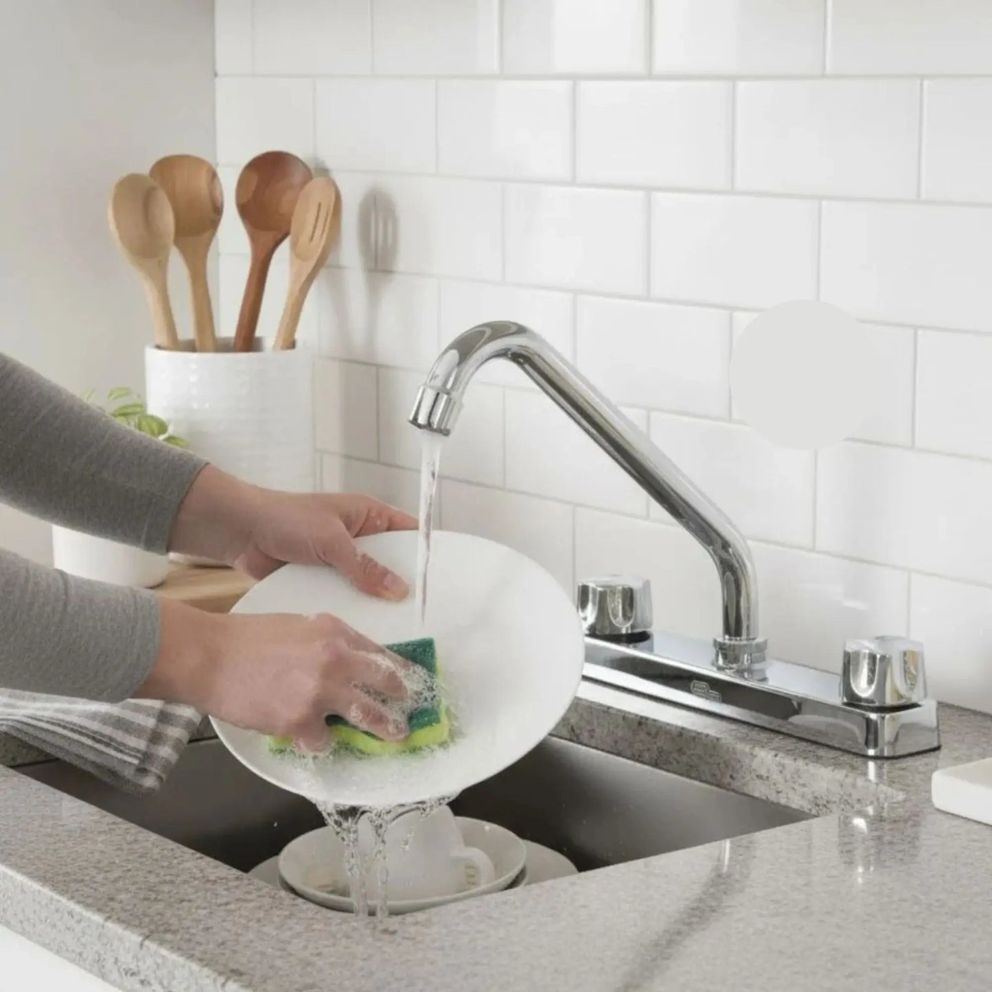 Mezcladora Fregadero Aquaway Cromo Doble Comando Abs Cocina