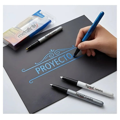 Marcadores Plumones Azor Metalicos Permanentes Punto Fino 4 Piezas - Azor