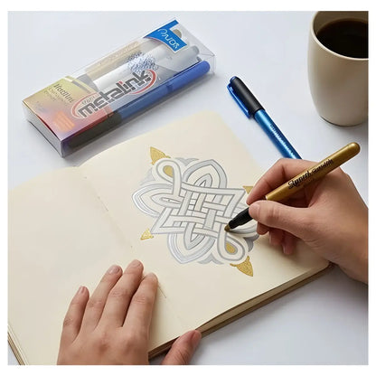 Marcadores Plumones Azor Metalicos Permanentes Punto Fino 4 Piezas - Azor - vista lateral